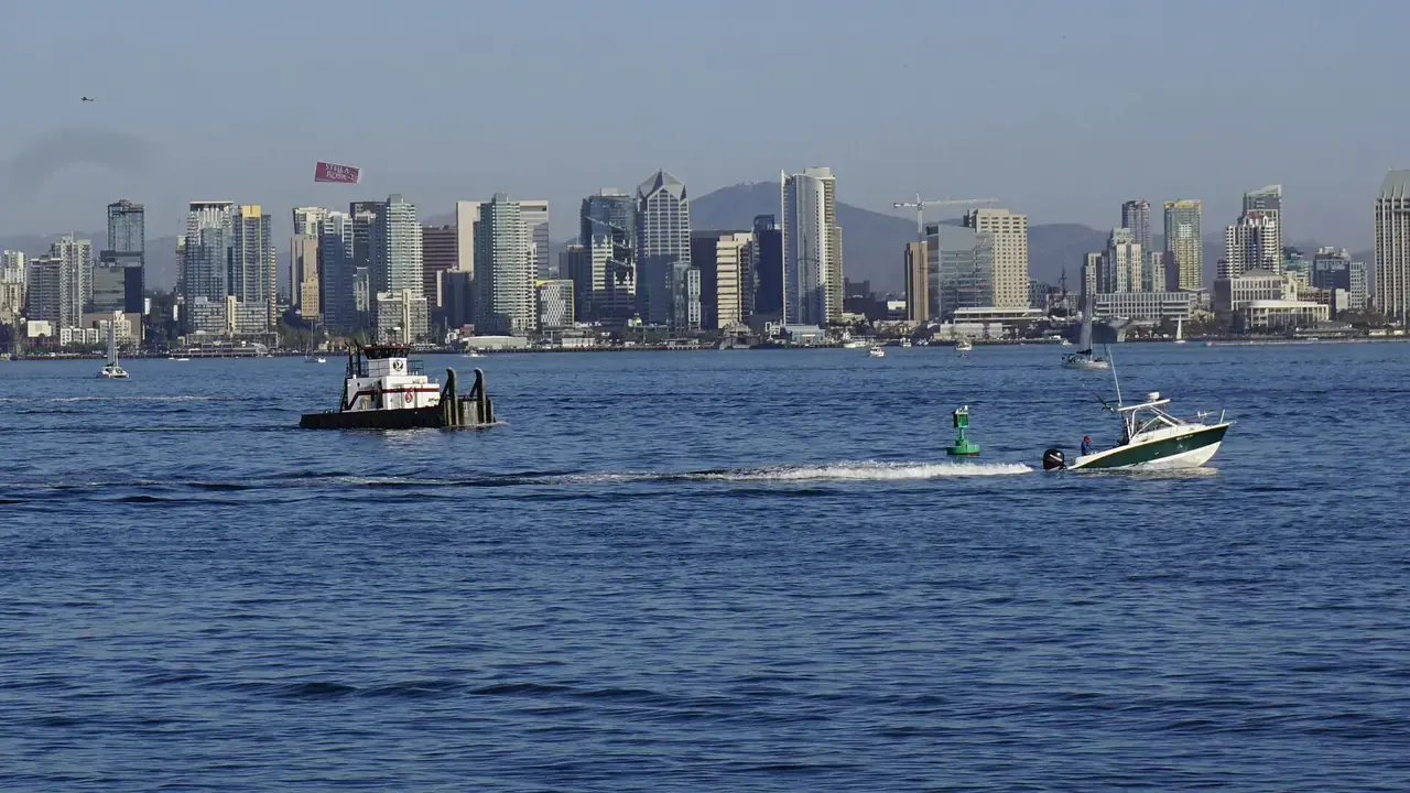 The San Diego skyline seen across the bay
