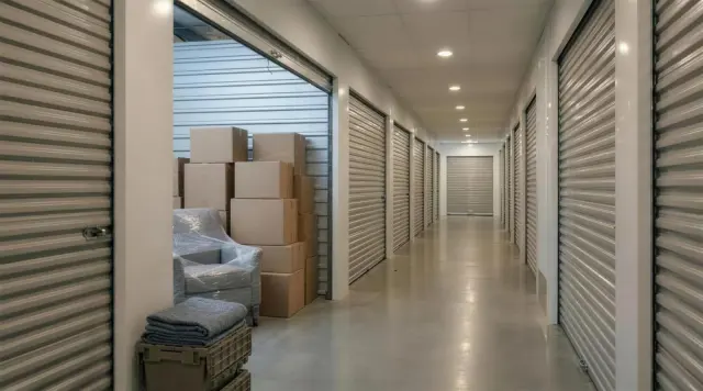Padded and stacked items in a storage corridor